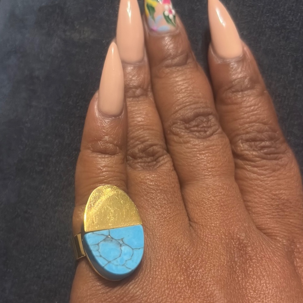 Gold and Turquoise Statement Ring
